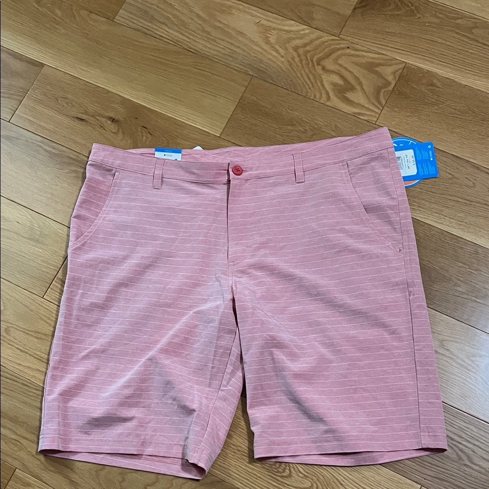 Columbia Pink Striped Men's Flat Front Shorts